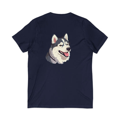 Malamute Head Unisex Short Sleeve V-Neck Tee