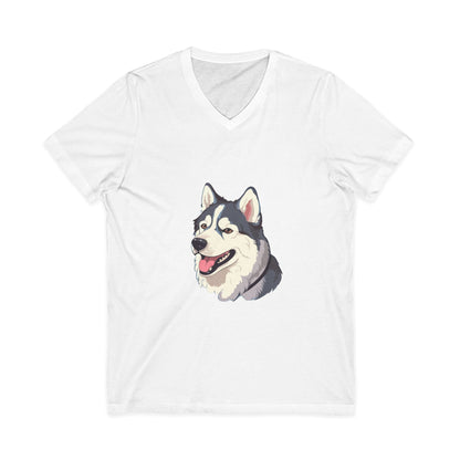 Malamute Head Unisex Short Sleeve V-Neck Tee