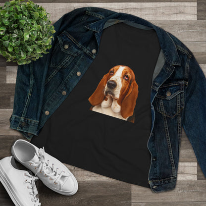 Basset Head Women's Short Sleeve Crewneck Tee