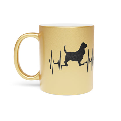 My Heart Beats For Basset Hounds Metallic Coffee Mug