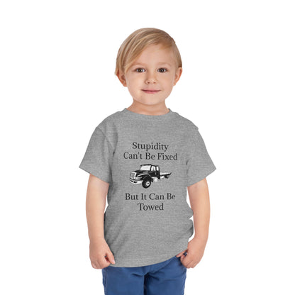Stupidity Flatbed Tow Truck Toddler Unisex Short Sleeve Crewneck Tee