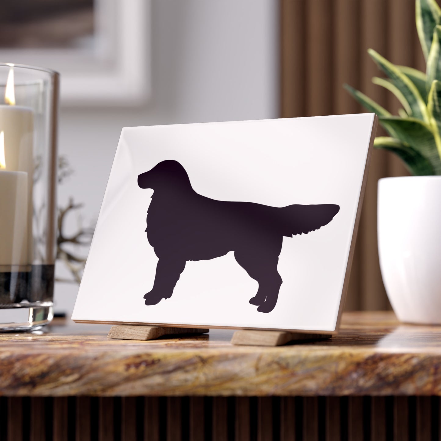 Golden Silhouette Ceramic Photo Tile