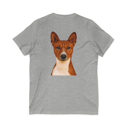 Basenji Head Unisex Short Sleeve V-Neck Tee
