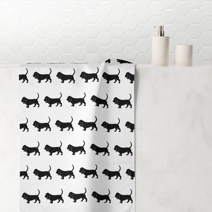 Basset Hound Silhouette Mink-Cotton  Beach Towel