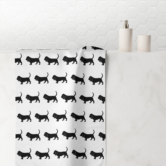 Basset Hound Silhouette Mink-Cotton  Beach Towel