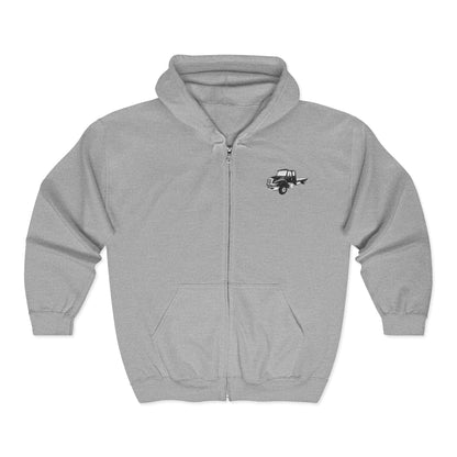 Flatbed Tow Truck Unisex Full Zip Hoodie