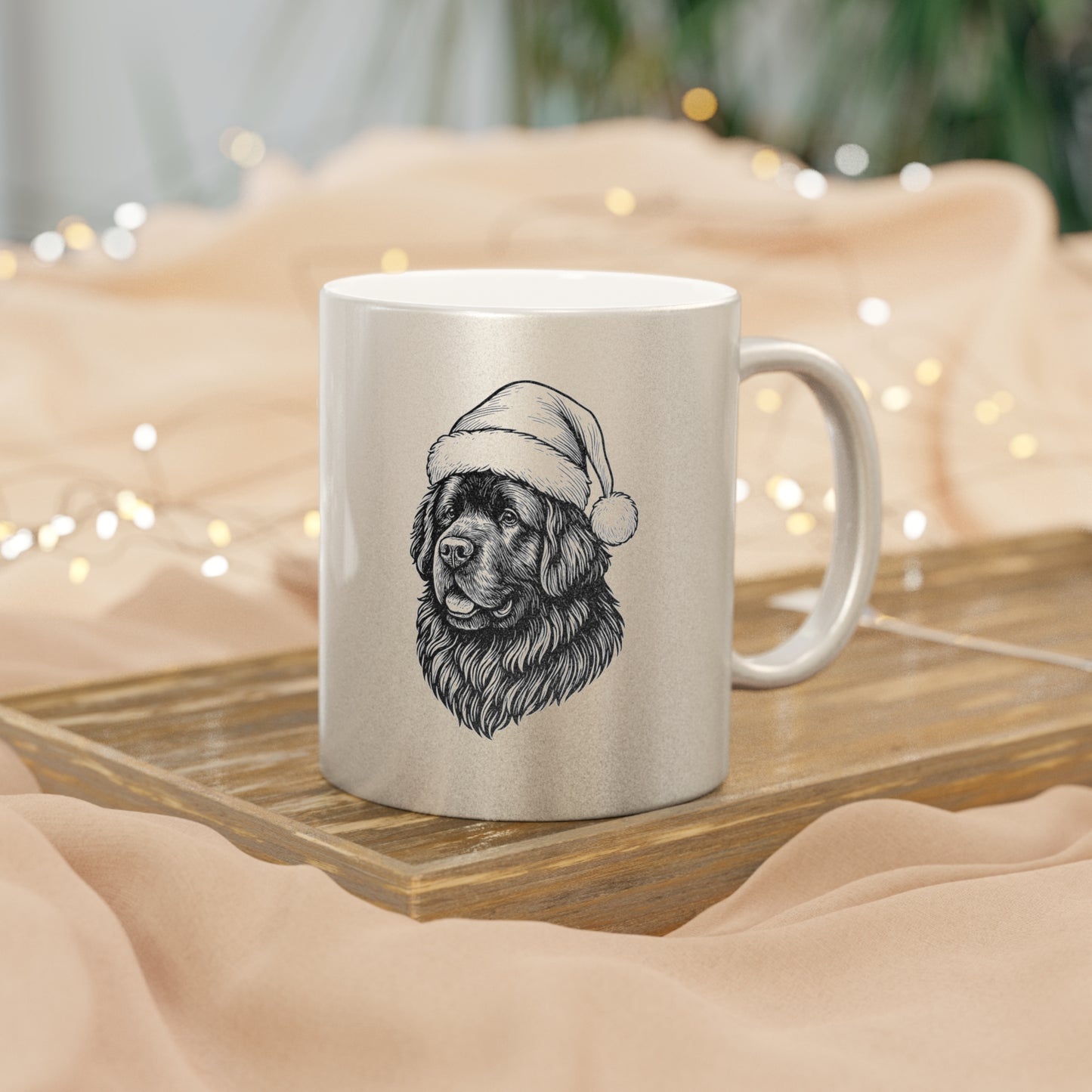 Santa Paws Newfie Metallic Coffee Mug