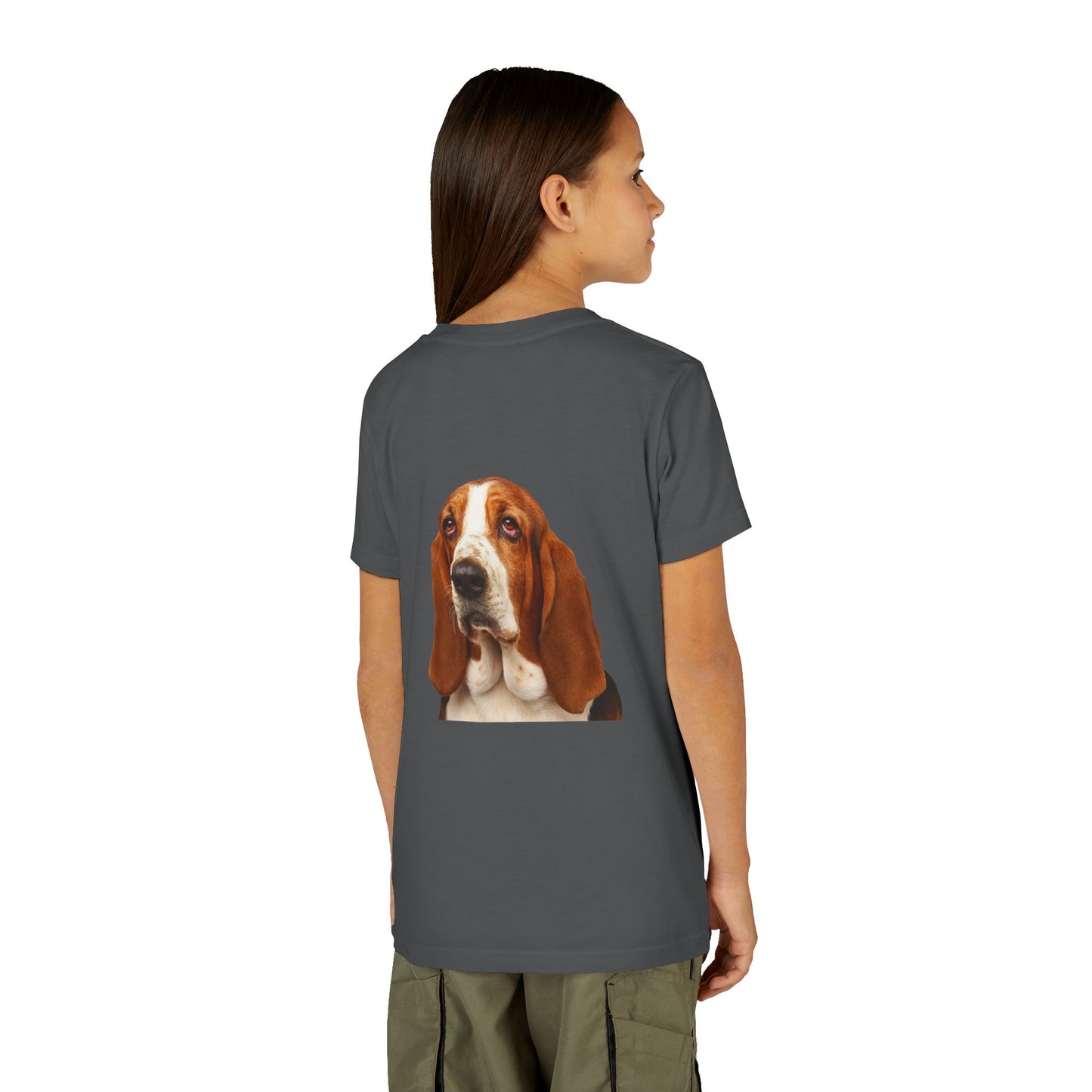 Basset Head Youth Unisex Short Sleeve Crewneck Tee