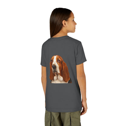 Basset Head Youth Unisex Short Sleeve Crewneck Tee