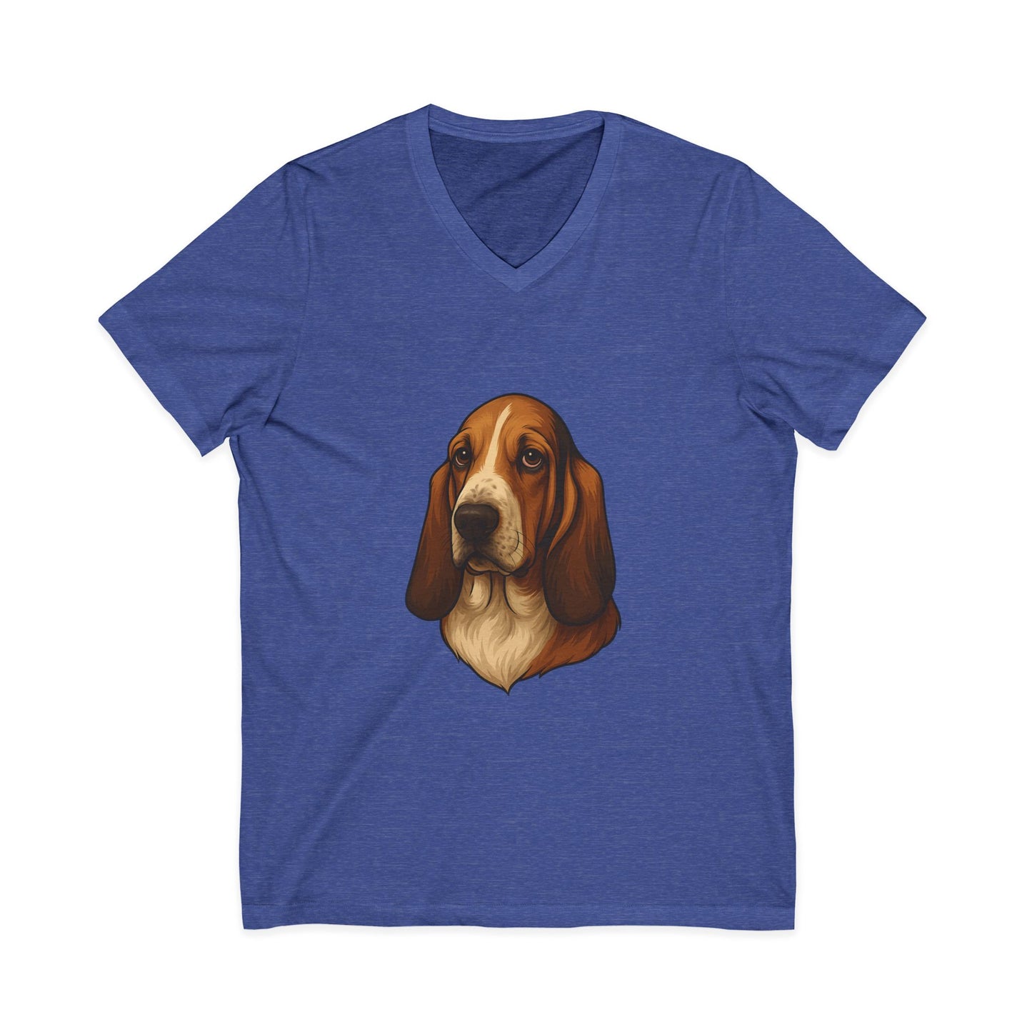 Basset Hound Head Unisex Short Sleeve V-Neck Tee