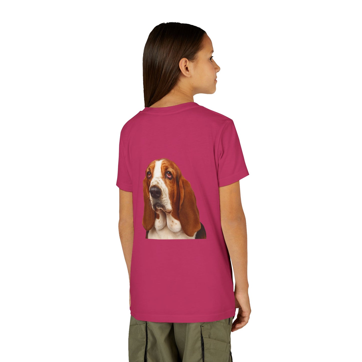 Basset Head Youth Unisex Short Sleeve Crewneck Tee