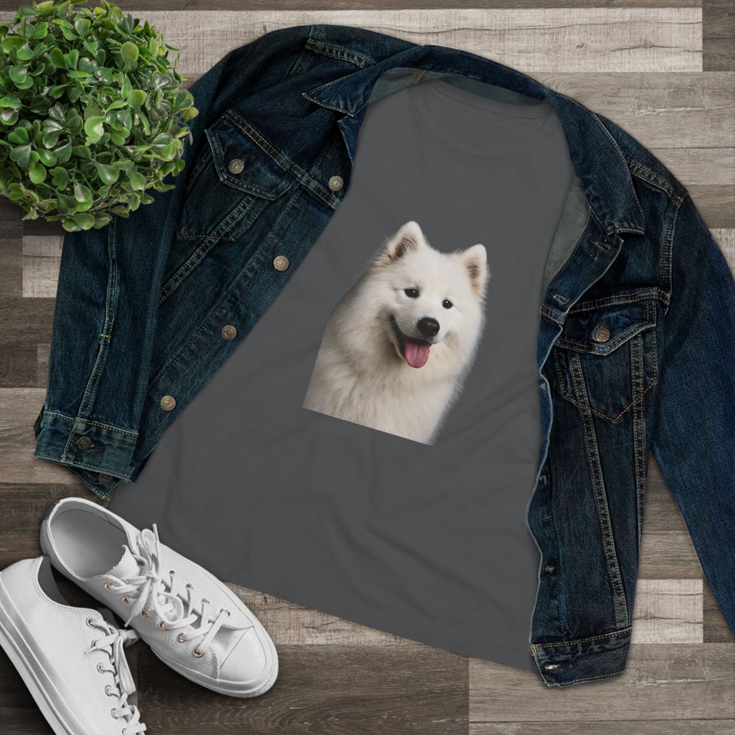 Samoyed Head Women's Short Sleeve Crewneck Tee
