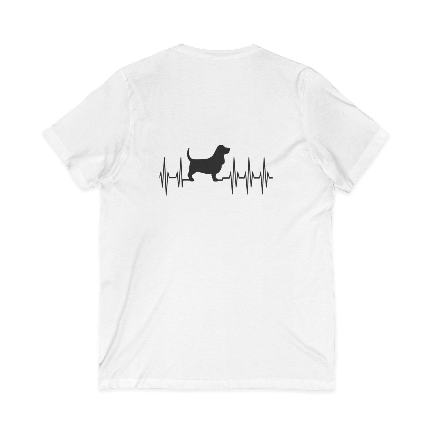 My Heart Beats For Bassets Unisex Short Sleeve V-Neck Tee