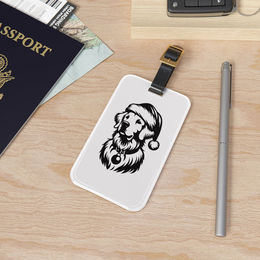 Santa Paws Golden Leather Strap Luggage Tag