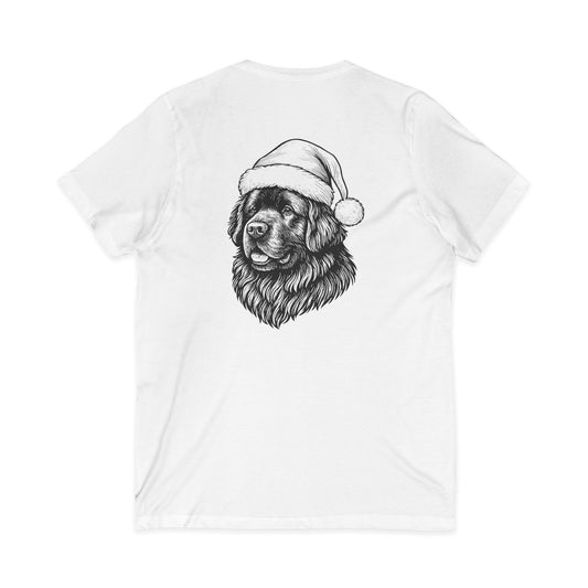 Santa Paws Newfie Unisex Short Sleeve V-Neck Tee