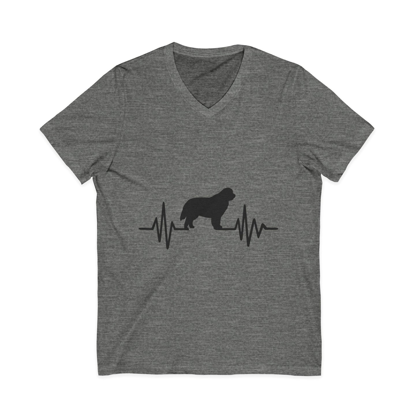 My Heart Beats For Newfies Unisex Short Sleeve V-Neck Tee