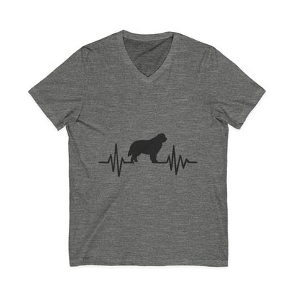 My Heart Beats For Newfies Unisex Short Sleeve V-Neck Tee