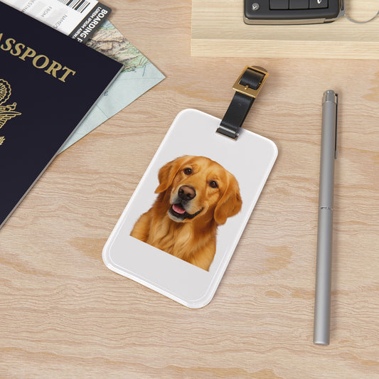 Golden Head Leather Strap Luggage Tag