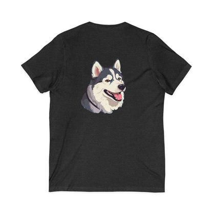 Malamute Head Unisex Short Sleeve V-Neck Tee