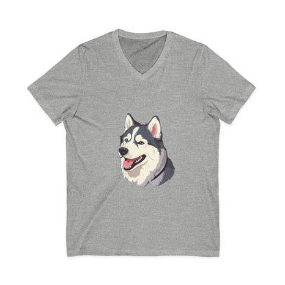 Malamute Head Unisex Short Sleeve V-Neck Tee