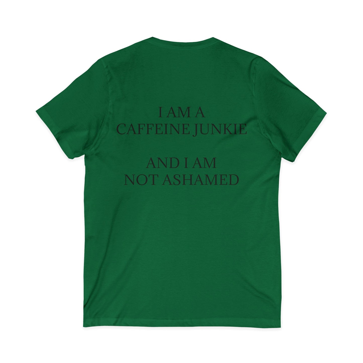 Caffeine Junkie Unisex Short Sleeve V-Neck Tee