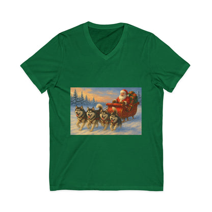 Dashing Through The Snow Unisex Short Sleeve V-Neck Tee