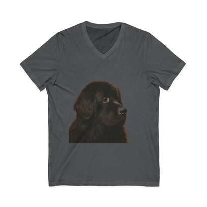 Newfie Head Unisex Short Sleeve V-Neck Tee