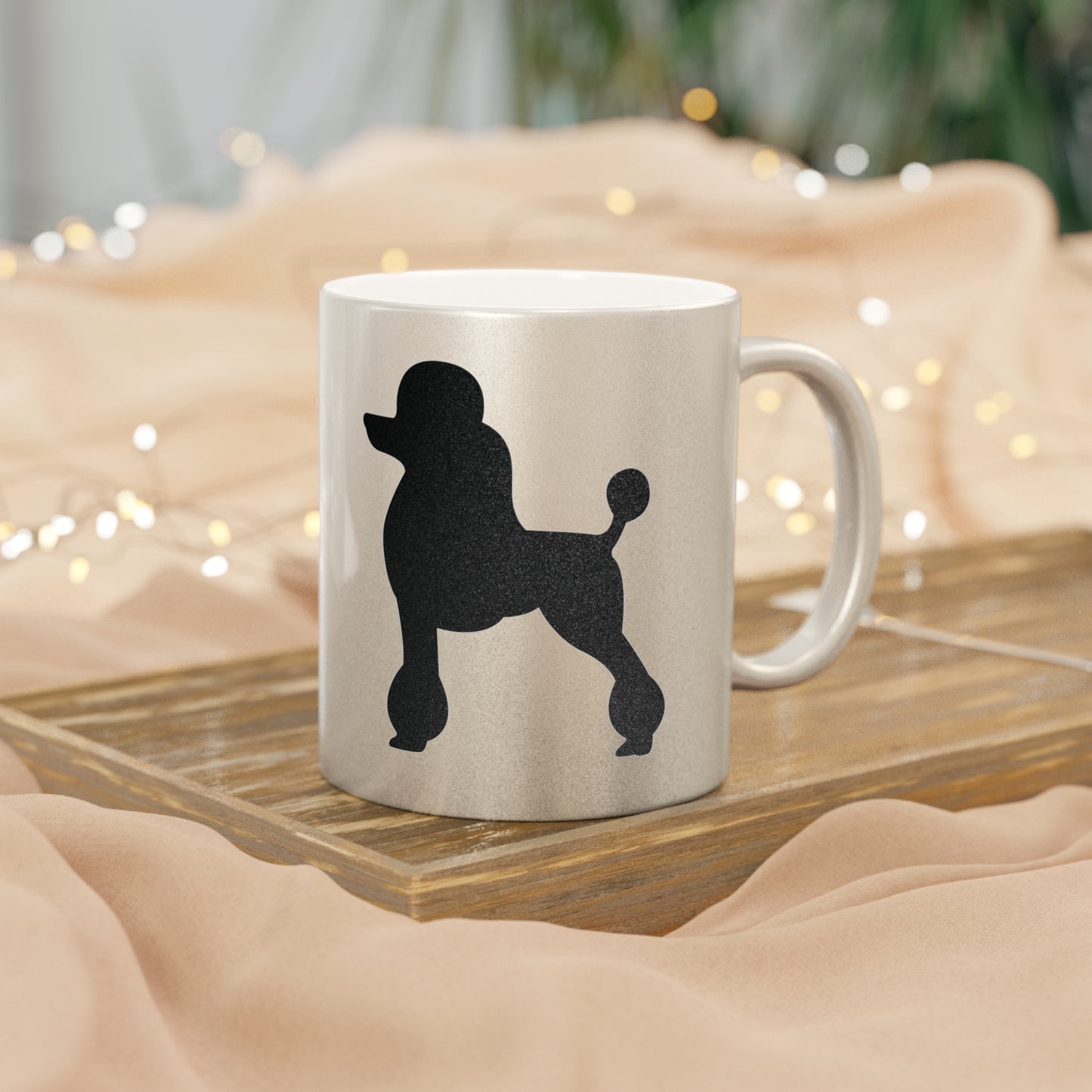Poodle Silhouette Metallic Coffee Mug