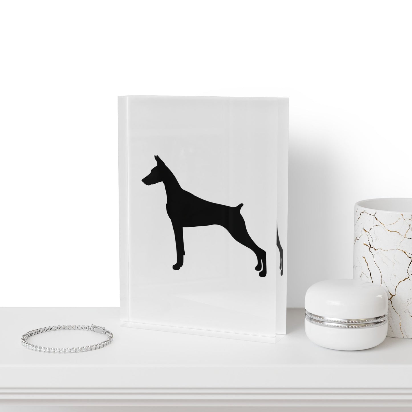 Doberman Silhouette Acrylic Photo Block