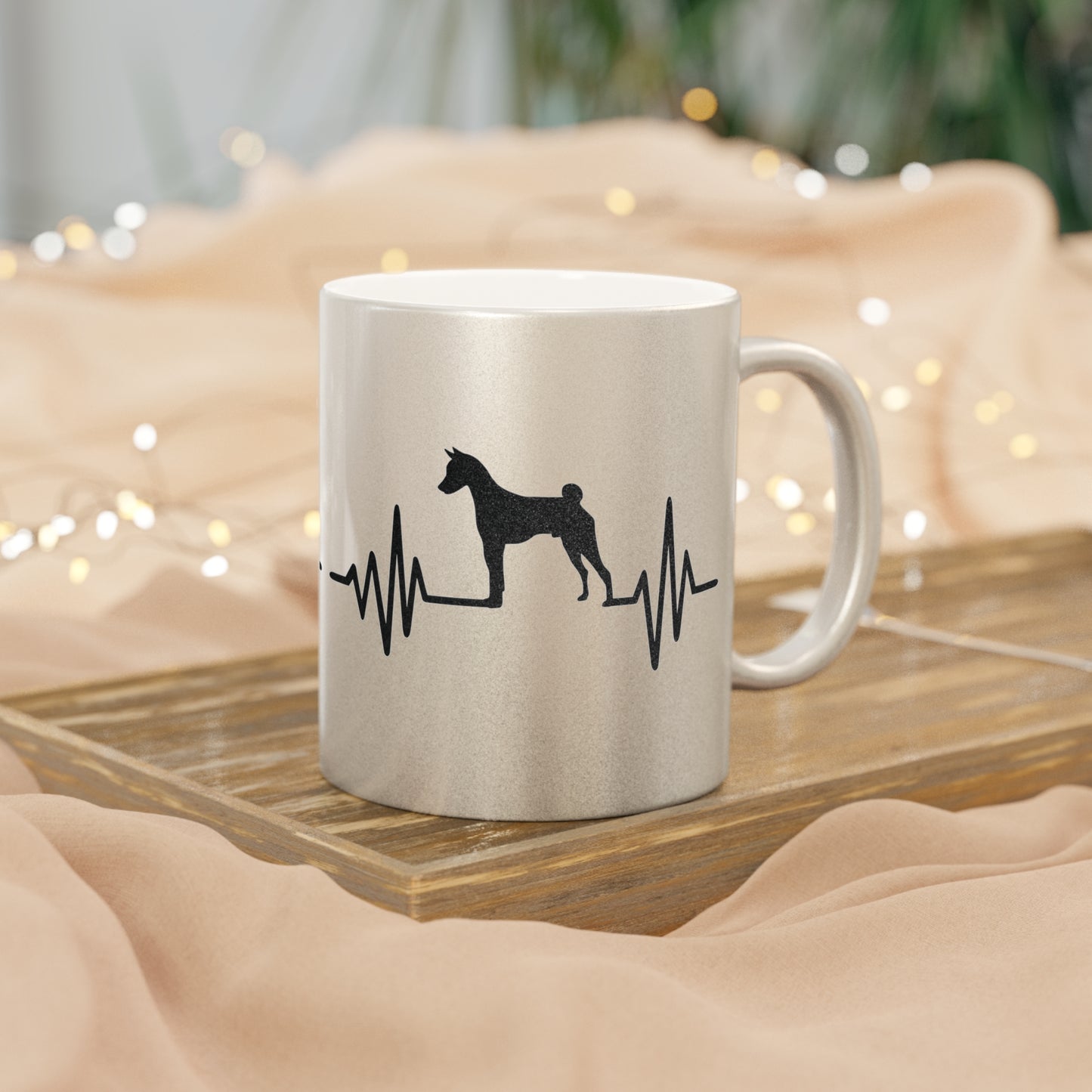 My Heart Beats For Basenjis Metallic Coffee Mug