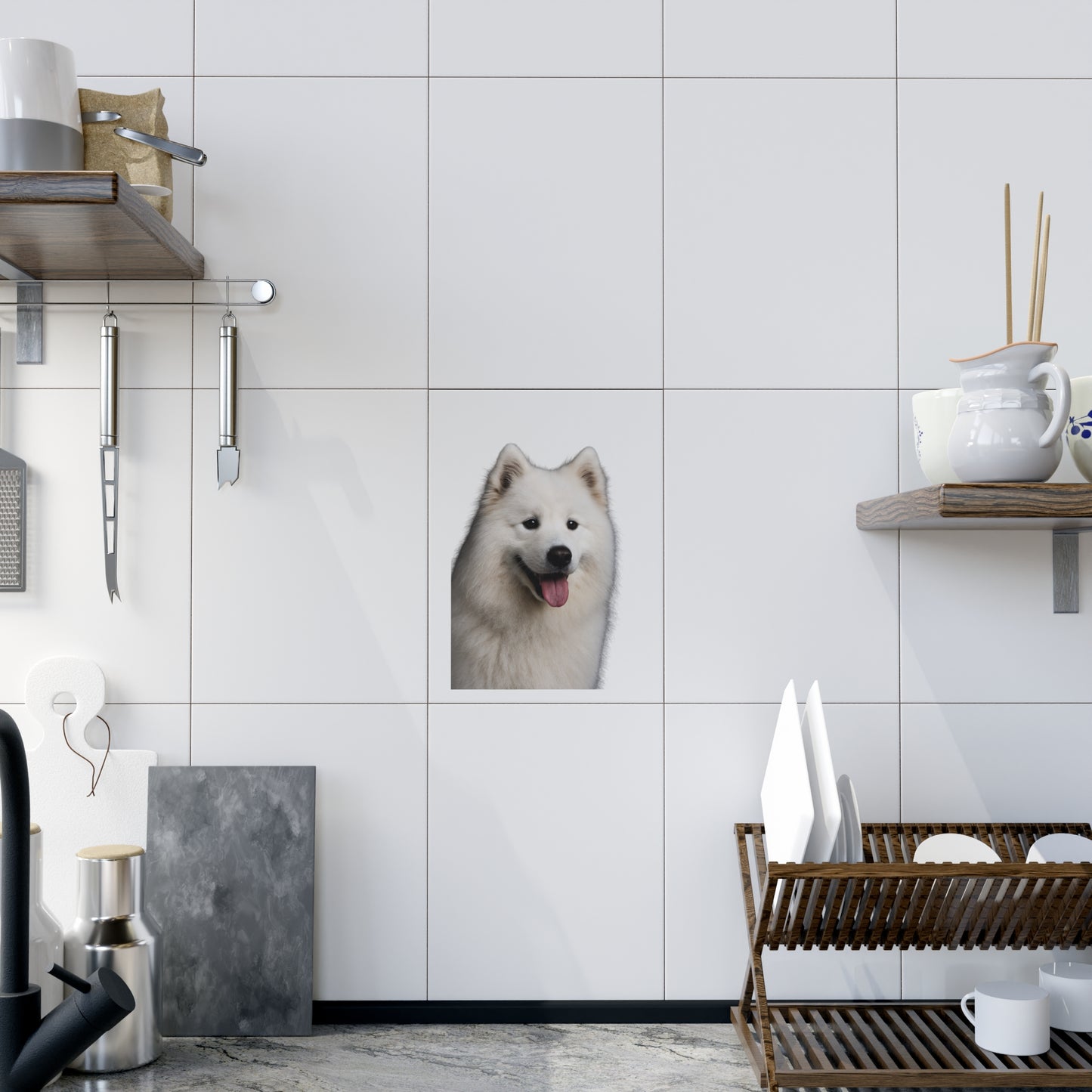 Samoyed Head Ceramic Photo Tile