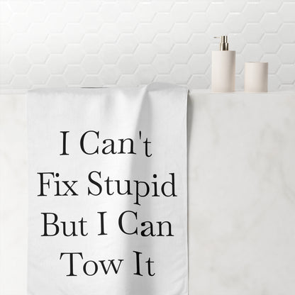 I Can't Fix Stupid Flatbed Tow Truck Mink-Cotton  Beach Towel