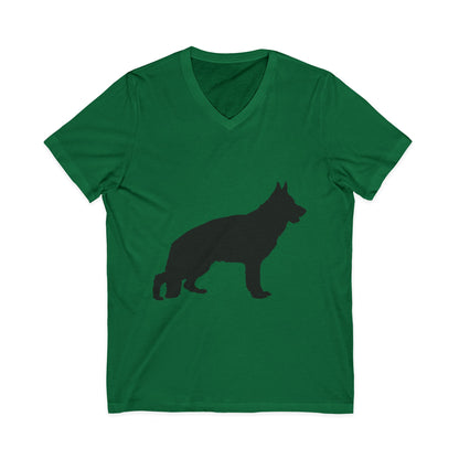 German Shepherd Silhouette Unisex Short Sleeve V-Neck Tee