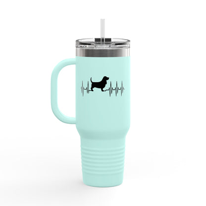 My Heart Beats For Bassets Insulated Travel Mug