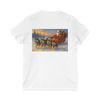 Dashing Through The Snow Unisex Short Sleeve V-Neck Tee
