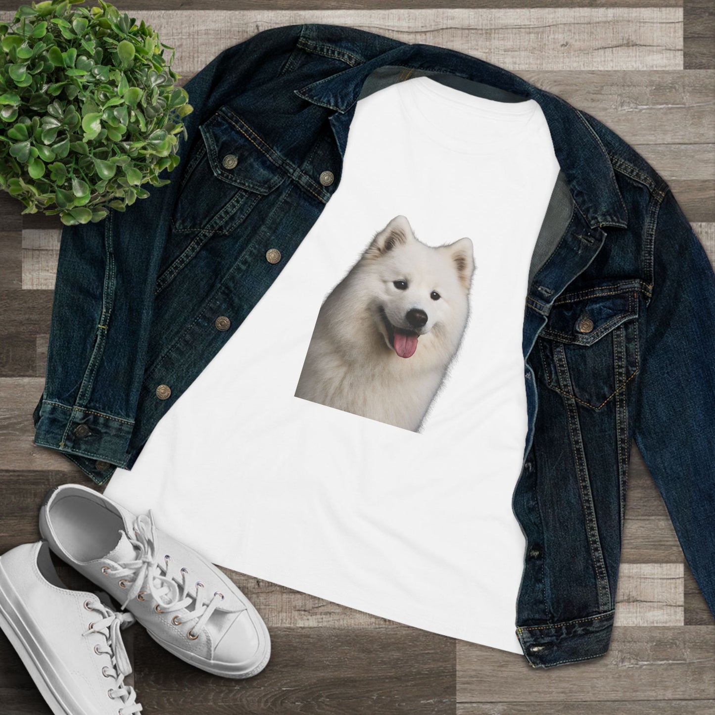 Samoyed Head Women's Short Sleeve Crewneck Tee
