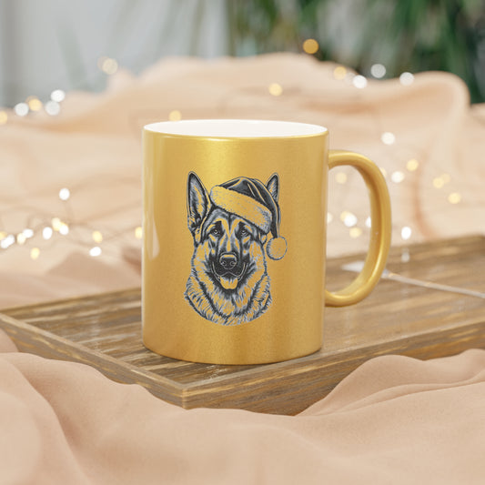 Santa Paws German Shepherd Metallic Coffee Mug