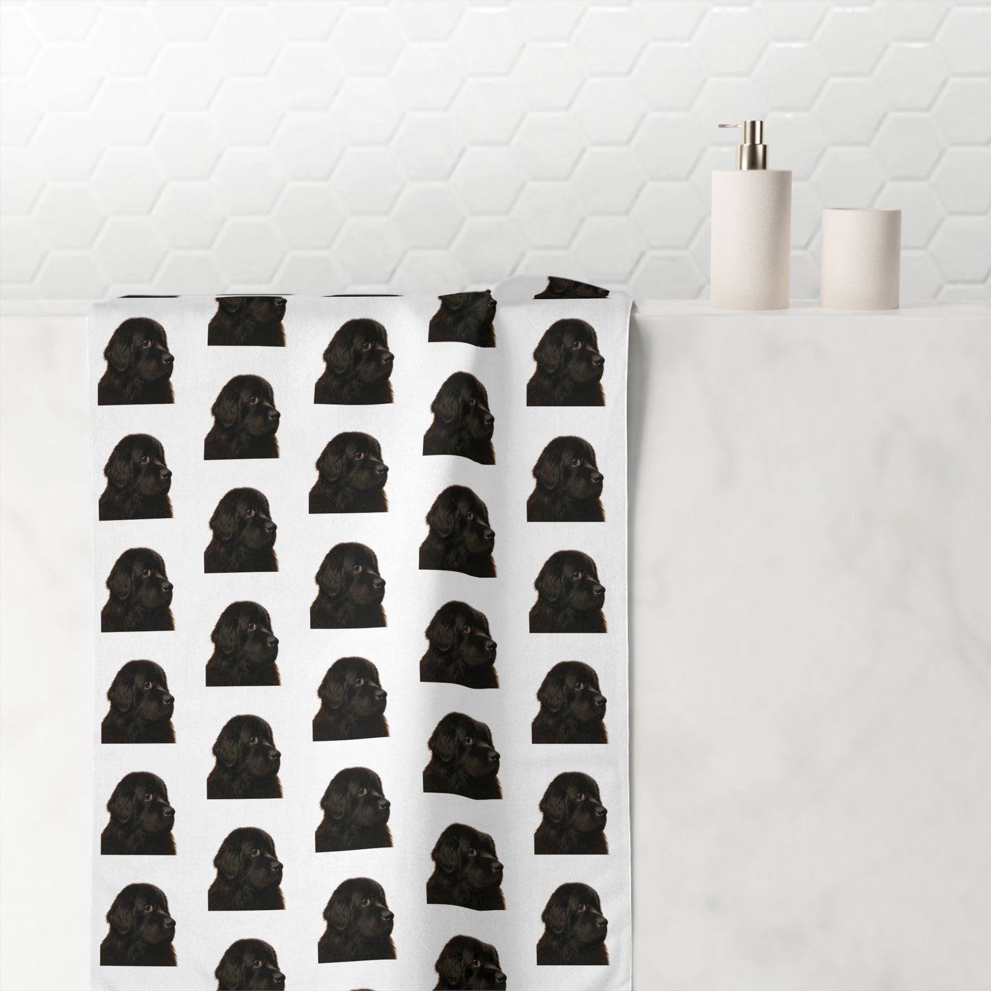 Newfie Head Mink-Cotton  Beach Towel