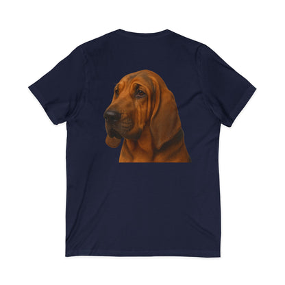 Bloodhound Head Unisex Short Sleeve V-Neck Tee