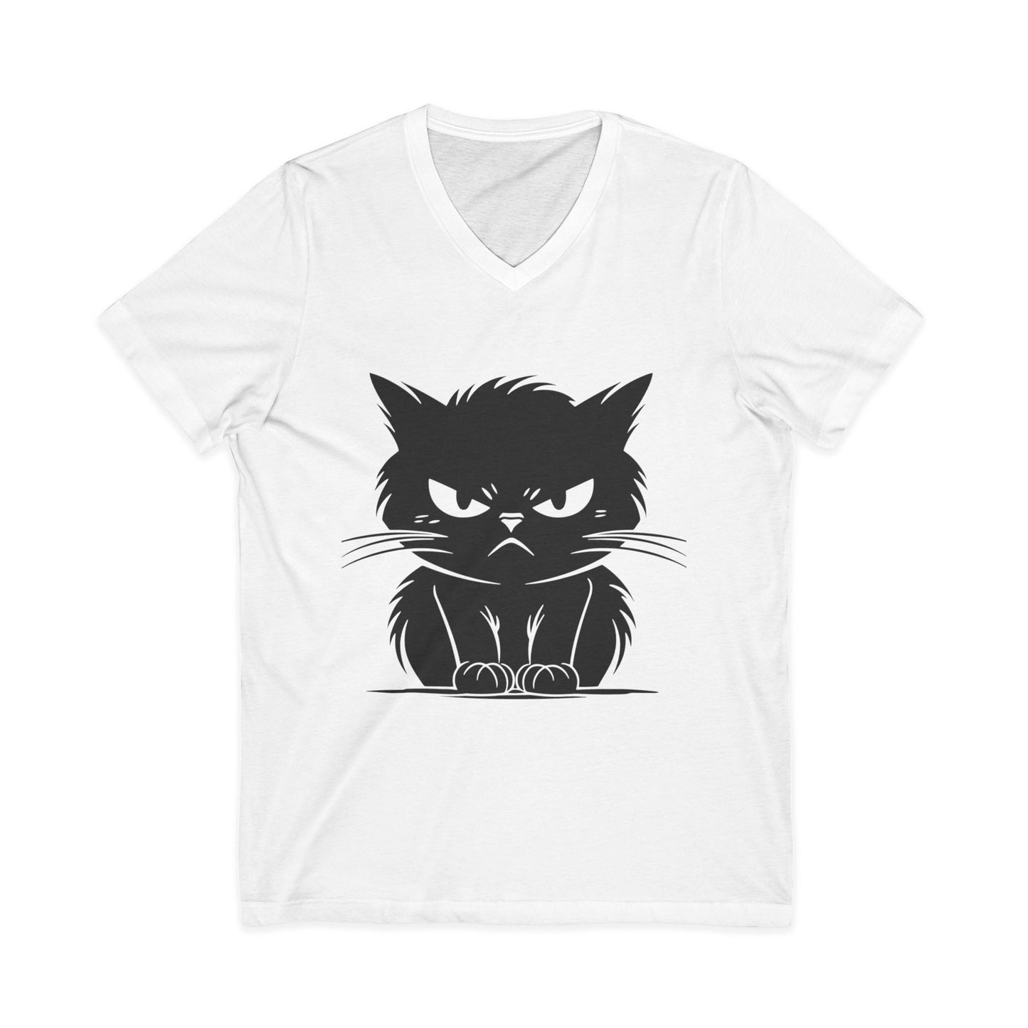 Angry Cat Unisex Short Sleeve V-Neck Tee