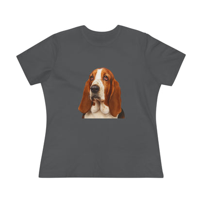 Basset Head Women's Short Sleeve Crewneck Tee