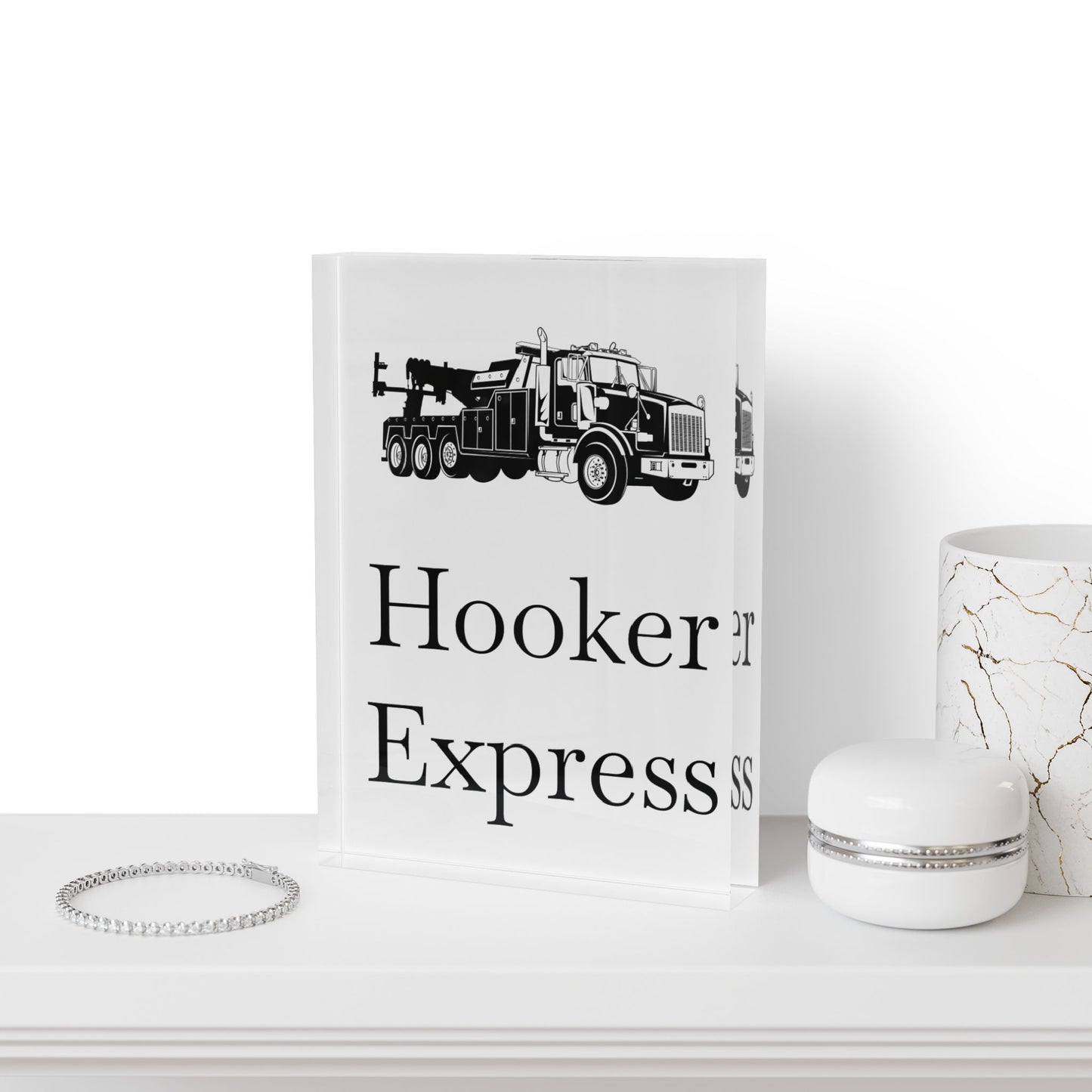 H**ker Express Heavy Tow Truck Acrylic Photo Block