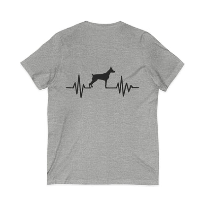 My Heart Beats For Dobermans Unisex Short Sleeve V-Neck Tee