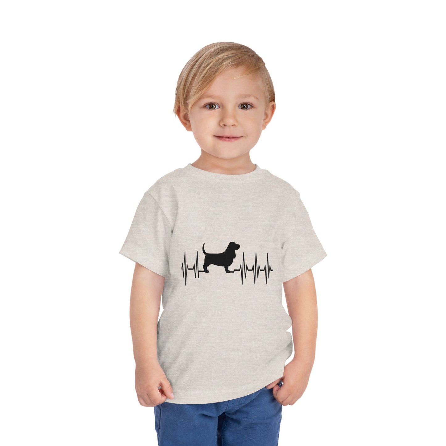 My Heart Beats For Bassets Toddler Unisex Short Sleeve Crewneck Tee
