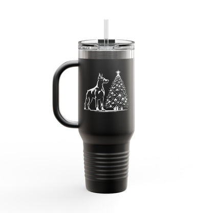 Doberman Christmas Tree Insulated Travel Mug