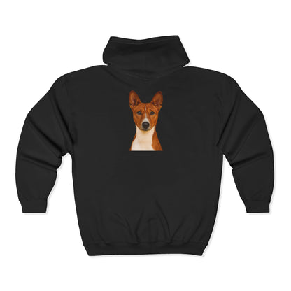 Basenji Head Unisex Full Zip Hoodie