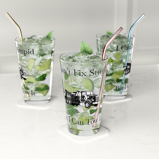 I Can't Fix Stupid Heavy Tow Truck Drinking Glass