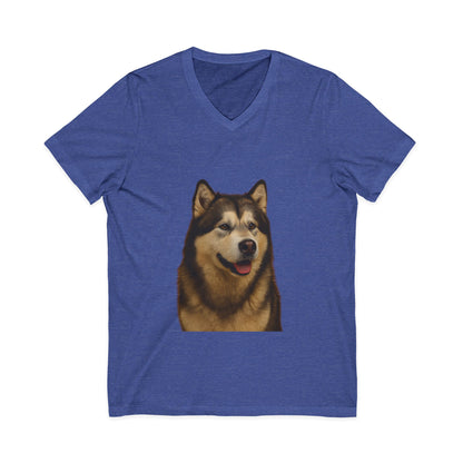Malamute Head Unisex Short Sleeve V-Neck Tee