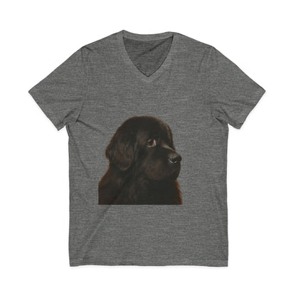Newfie Head Unisex Short Sleeve V-Neck Tee