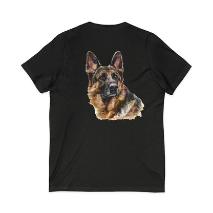 German Shepherd Head Unisex Short Sleeve V-Neck Tee
